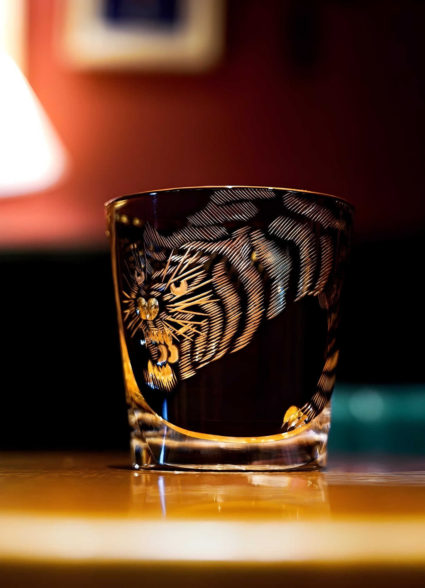 Bicchiere Edo Kiriko – ‘Tigre Nera’ – Scatola in Legno