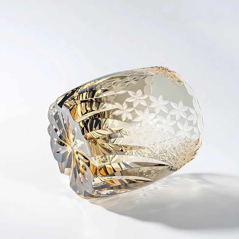 Bicchiere Edo Kiriko – Fiori D'Ambra – Scatola in legno GuerraHome