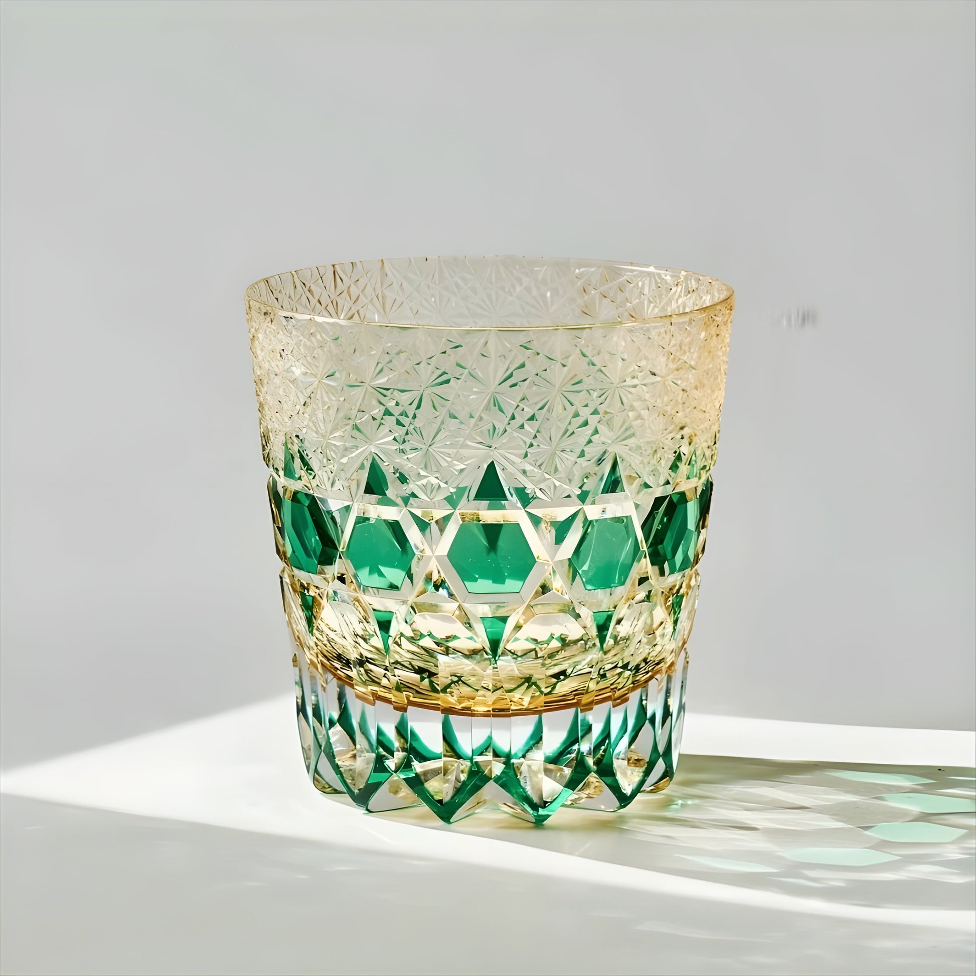 Bicchiere Edo Kiriko – ‘Fluorite Smeraldo’ – Scatola in legno GuerraHome