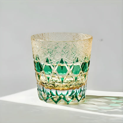 Bicchiere Edo Kiriko – ‘Fluorite Smeraldo’ – Scatola in legno GuerraHome