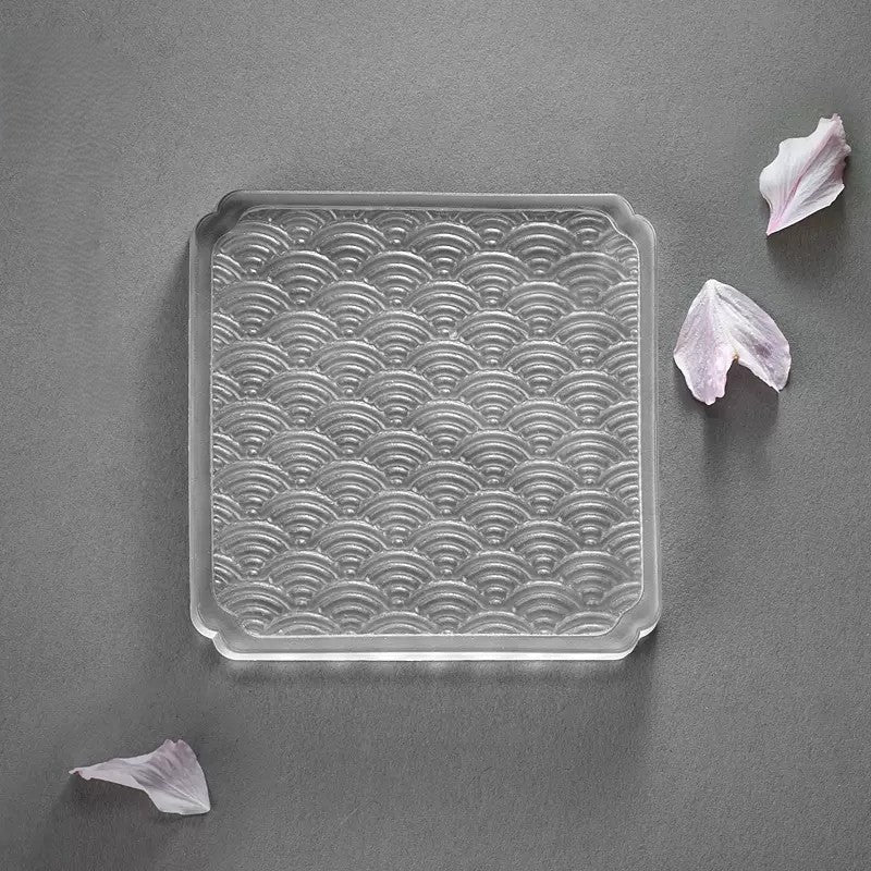 Sottobicchiere Giapponese – Quadrato 'Onda Marina' – Vetro Opaco GuerraHome