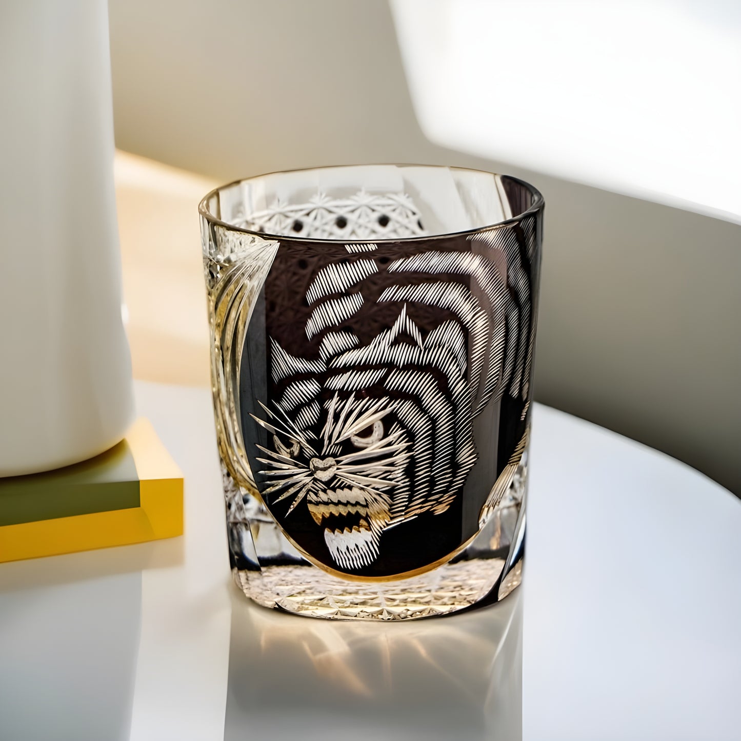 Bicchiere Edo Kiriko – ‘Tigre Nera’ – Scatola in Legno