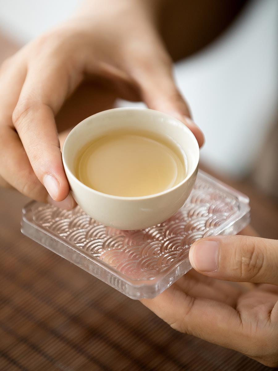 Sottobicchiere Giapponese – Quadrato 'Onda Marina' – Vetro Trasparente GuerraHome