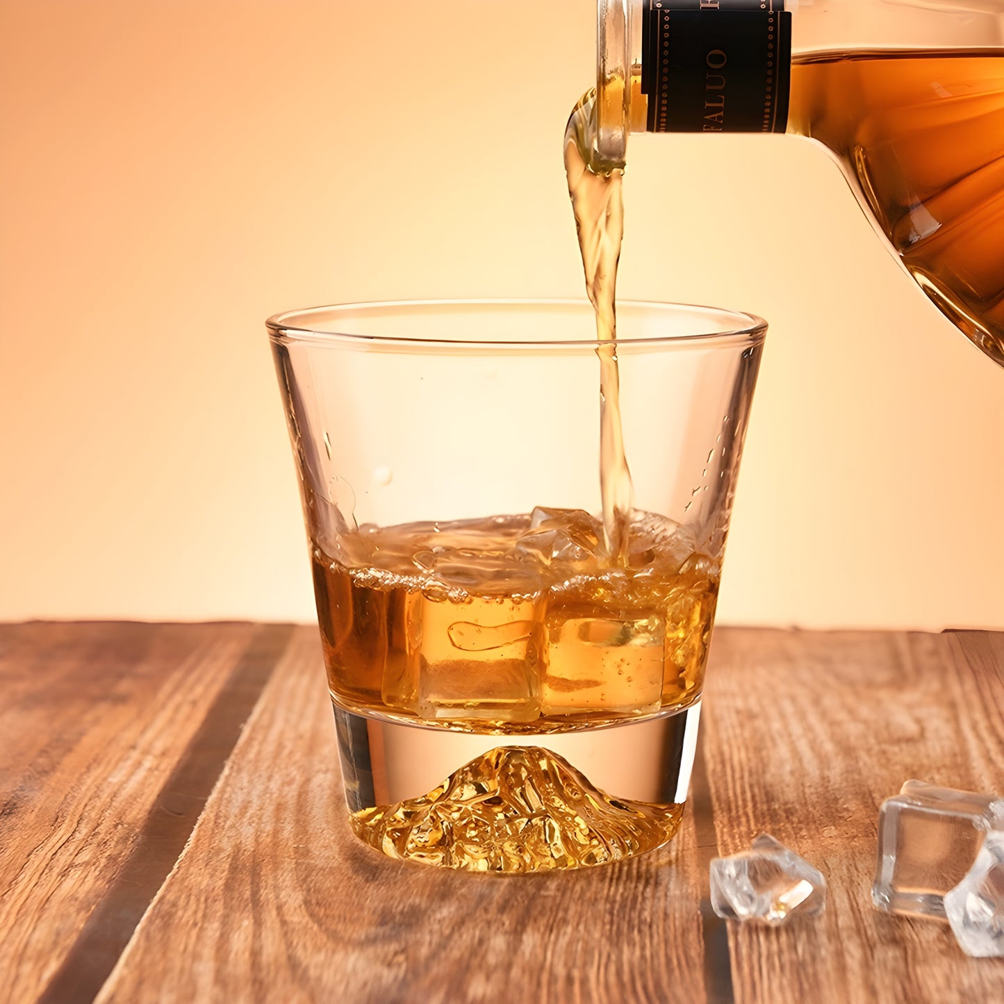 Bicchiere da Whisky in Cristallo – 'Monte Fuji Oro' - Scatola in Legno