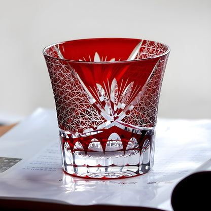 Bicchiere Edo Kiriko – 'Fiore Viola' – Scatola in legno GuerraHome