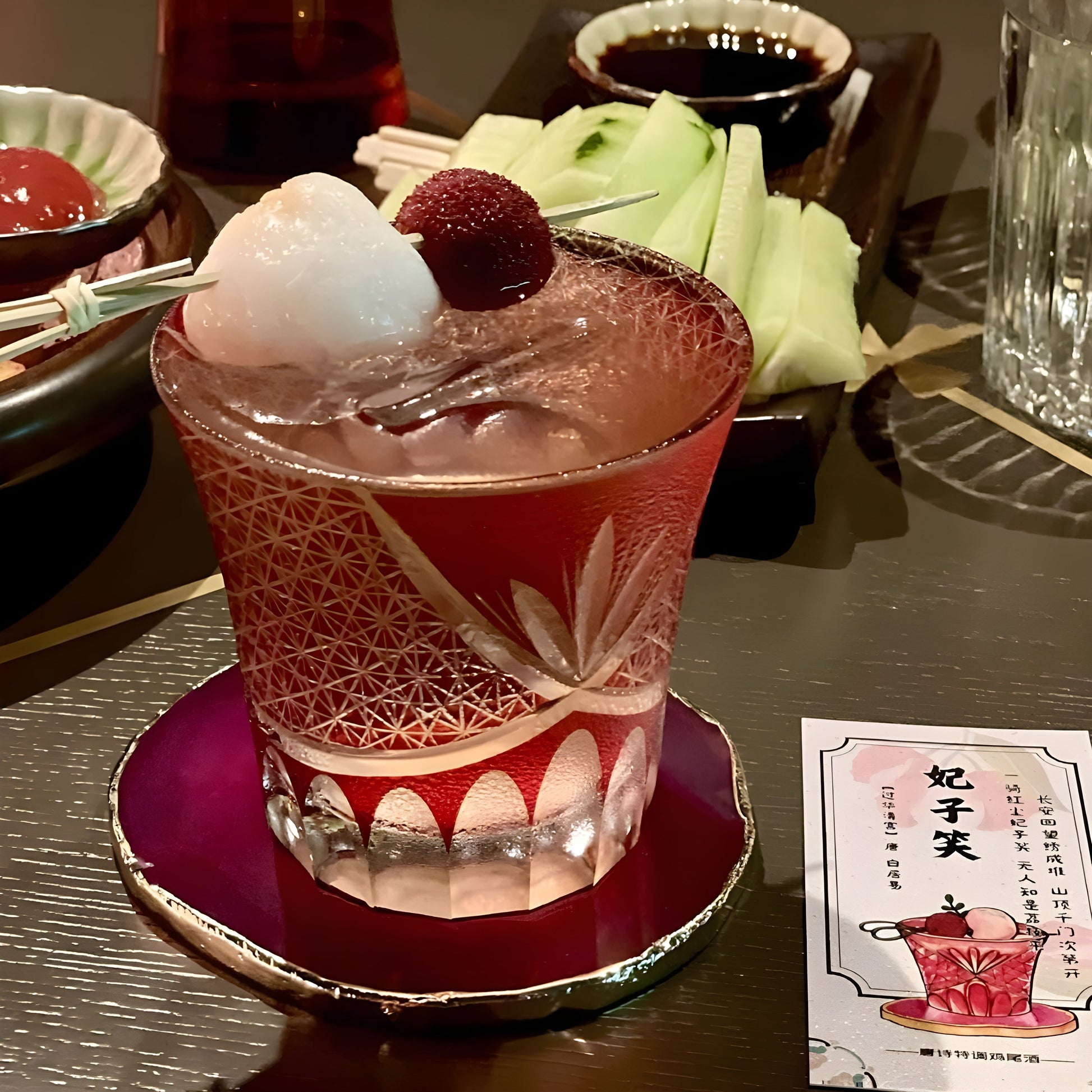 Bicchiere Edo Kiriko – 'Fiore Viola' – Scatola in legno GuerraHome