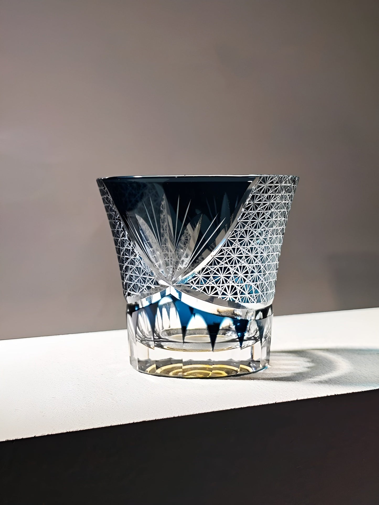 Bicchiere Edo Kiriko – 'Fiore Viola' – Scatola in legno GuerraHome