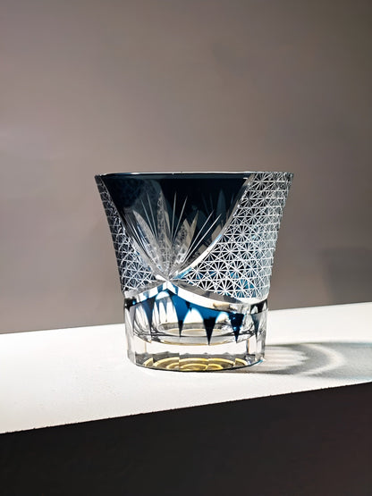 Bicchiere Edo Kiriko – 'Fiore Viola' – Scatola in legno GuerraHome