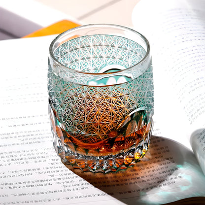 Bicchiere Edo Kiriko – ‘Onda di Fiori’ – Scatola in Legno GuerraHome