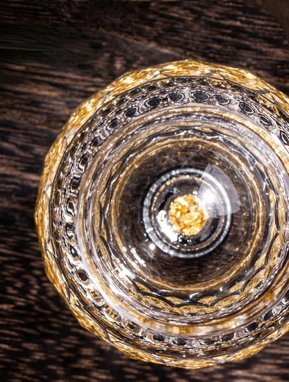 Bicchieri da Shot in Cristallo – Modello 'Diamante' (Versione Oro o Turchese) con Decanter