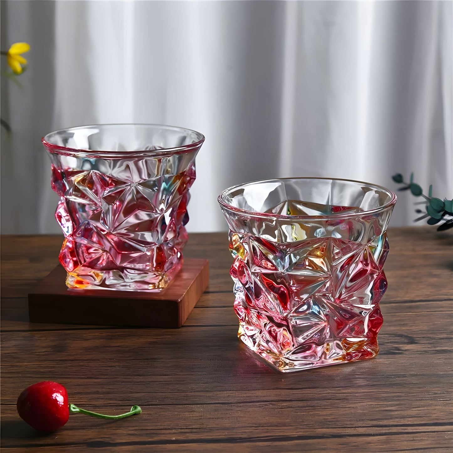 Set Bicchieri e Decanter in Cristallo 'Aurora Boreale' – Collezione Murano | Decanter e Bicchieri Neon | Design Ispirato a Zecchin GuerraHome