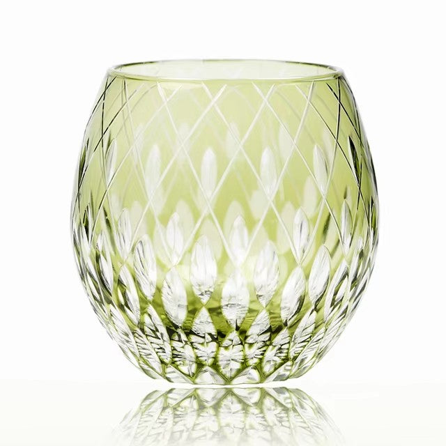 Bicchiere Edo Kiriko – Kaleidoscopio Giapponese (Colori Assortiti) – Scatola in legno GuerraHome