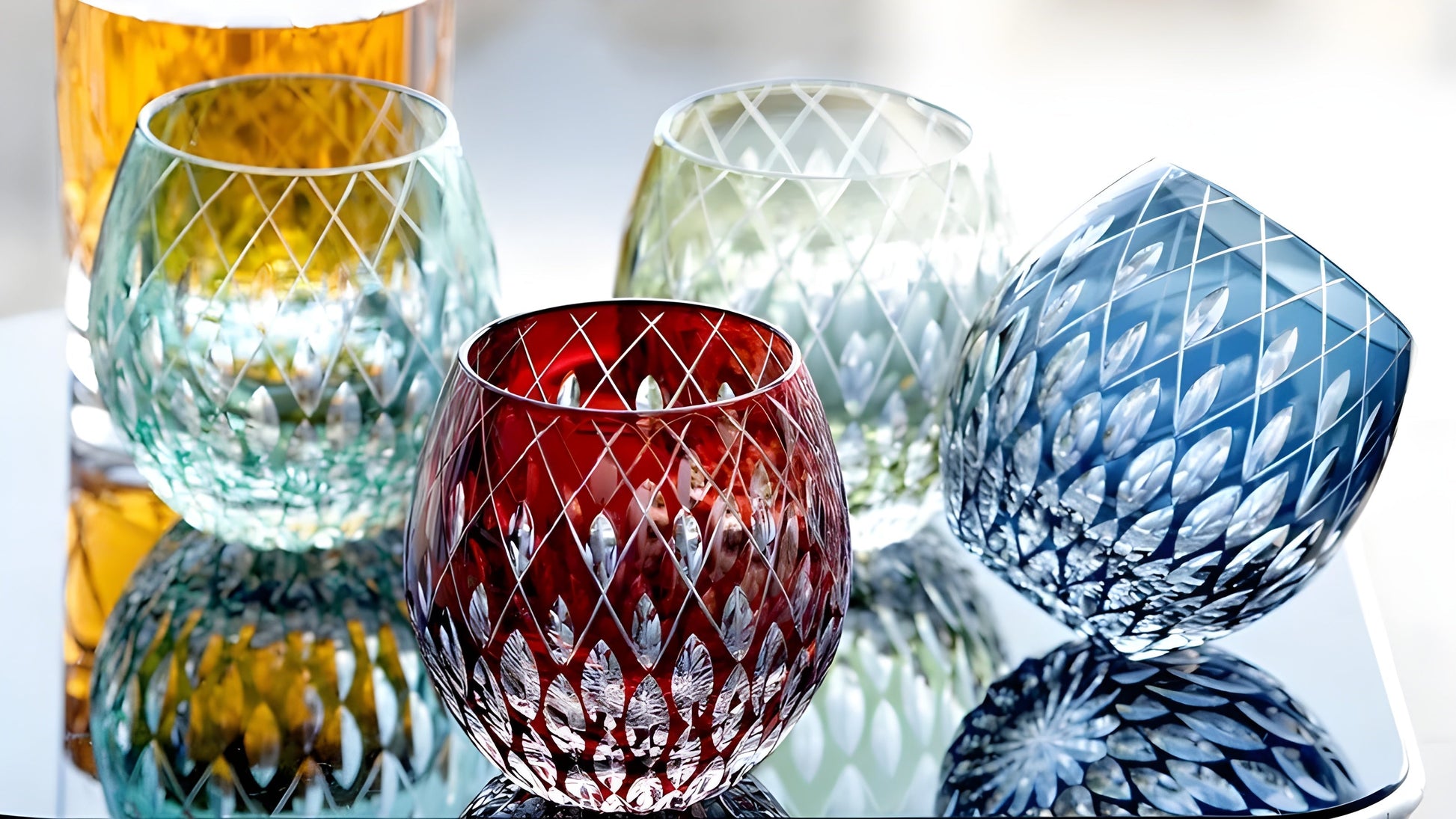 Japanese Style Edo Kiriko Crystal Wine Glass Hand Engraving Kaleidoscope Raindrop Whiskey Tumbler Collection Level Cups Gift Box GuerraHome