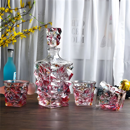 Set Bicchieri e Decanter in Cristallo 'Aurora Boreale' – Collezione Murano | Decanter e Bicchieri Neon | Design Ispirato a Zecchin GuerraHome