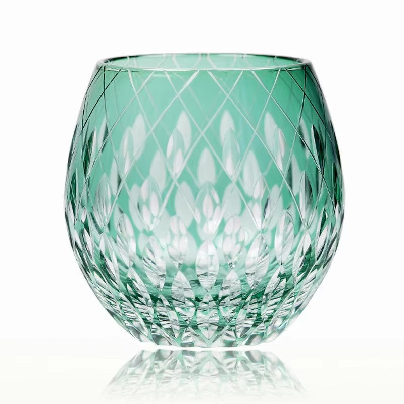 Bicchiere Edo Kiriko – Kaleidoscopio Giapponese (Colori Assortiti) – Scatola in legno GuerraHome