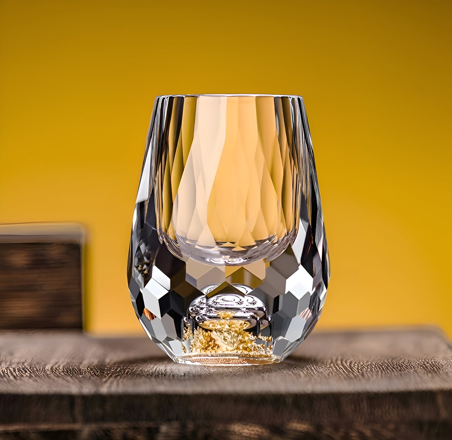 Bicchieri da Shot in Cristallo – Modello 'Diamante' (Versione Oro o Turchese) con Decanter