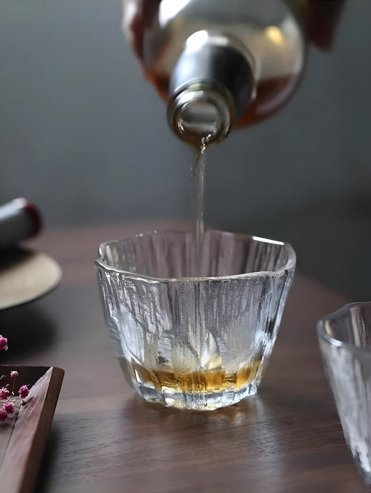 Bicchiere Whisky 'Ice Crystal' – Design Giapponese Irregolare | Con Scatola in Legno GuerraHome