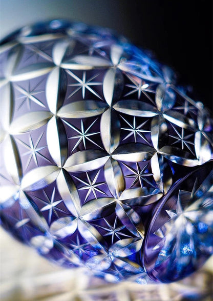 Bicchiere Edo Kiriko – 'Shippo' Viola- con Scatola in Legno GuerraHome