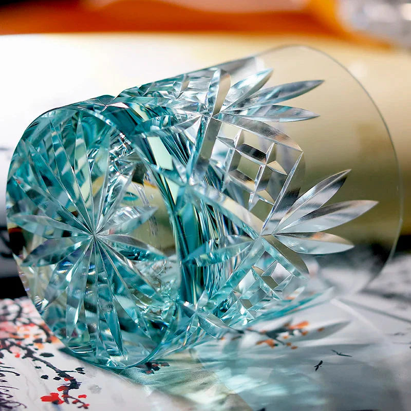 Bicchiere Edo Kiriko – Fiori Classici (Multicolor)– Scatola in legno GuerraHome