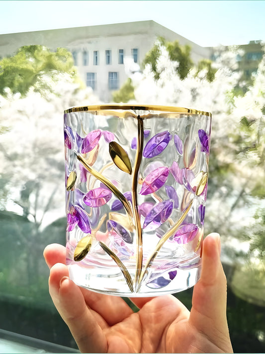 Bicchiere in Cristallo ‘Foglie Viola’ – Collezione Murano | Design Ispirato a Zecchin GuerraHome