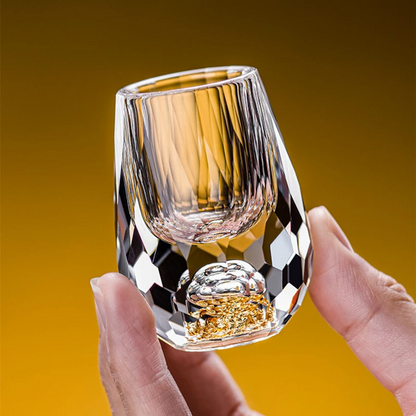 Bicchieri da Shot in Cristallo – Modello 'Diamante' (Versione Oro o Turchese) con Decanter