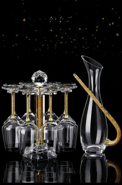 Set Di Calici con Decanter 'Elegant' Oro 24k