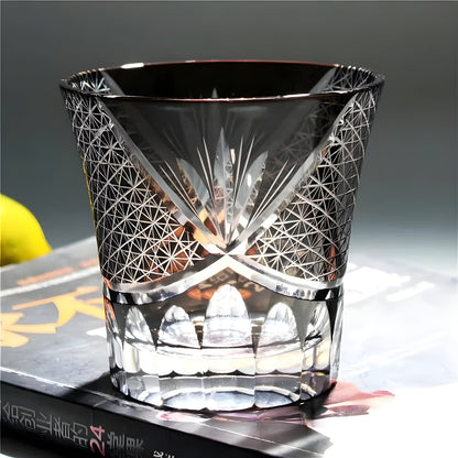 Bicchiere Edo Kiriko – 'Fiore Viola' – Scatola in legno GuerraHome