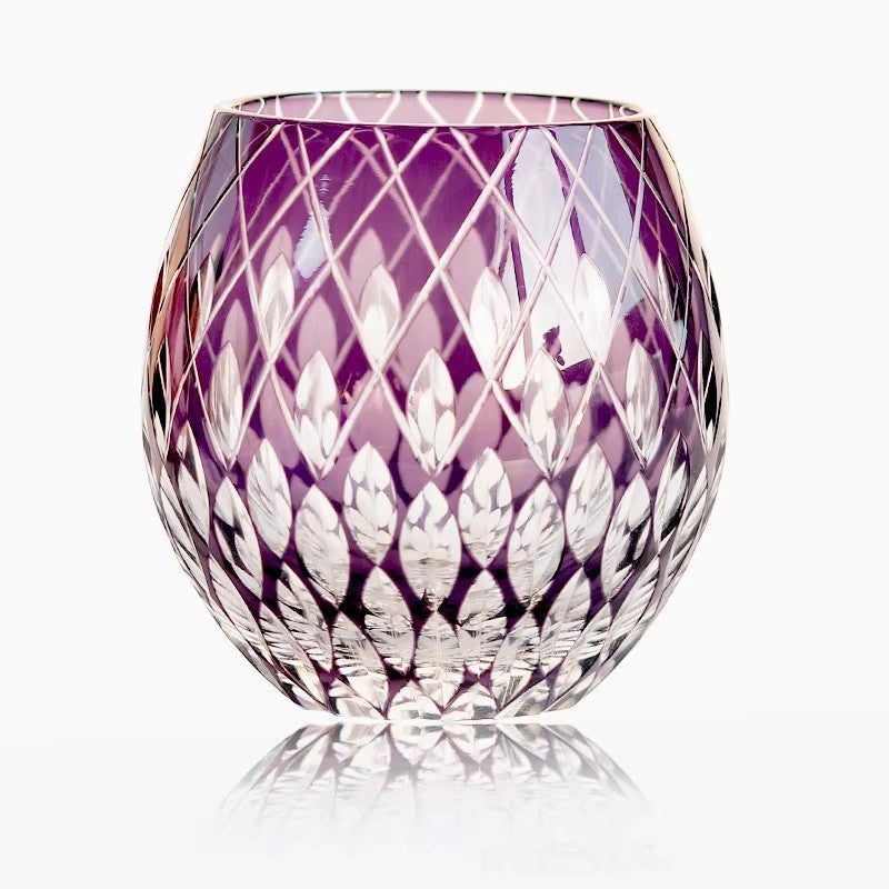 Bicchiere Edo Kiriko – Kaleidoscopio Giapponese (Colori Assortiti) – Scatola in legno GuerraHome