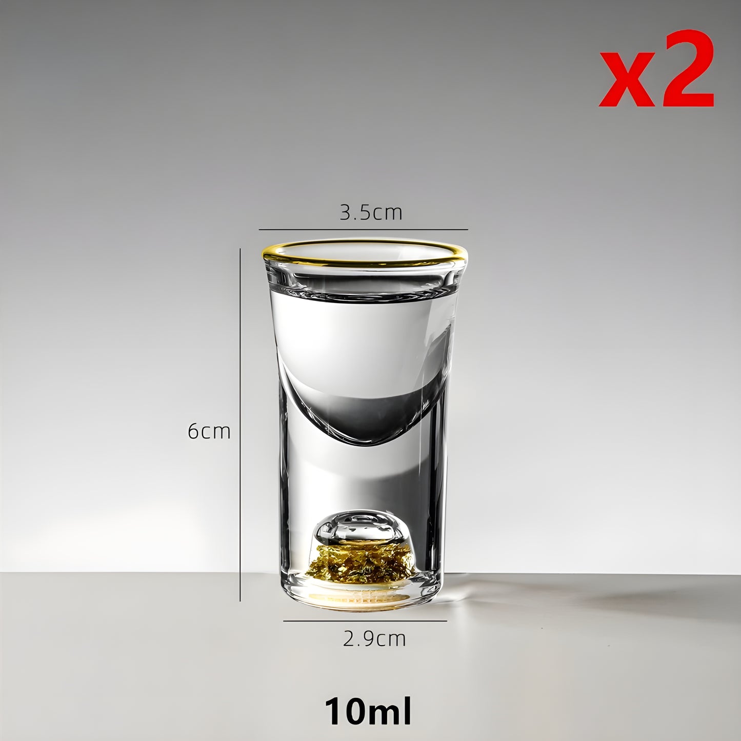 Bicchieri da Shot in Cristallo – Modello 'Foglia D'oro' 24K con Decanter
