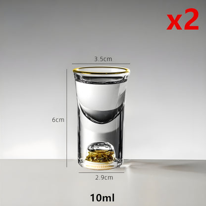 Bicchieri da Shot in Cristallo – Modello 'Foglia D'oro' 24K con Decanter