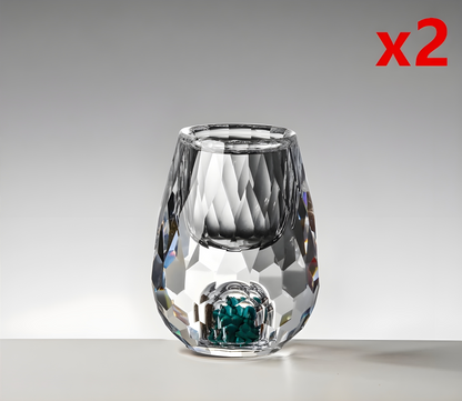 Bicchieri da Shot in Cristallo – Modello 'Diamante' (Versione Oro o Turchese) con Decanter