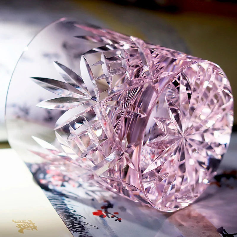 Bicchiere Edo Kiriko – Fiori Classici (Multicolor)– Scatola in legno GuerraHome