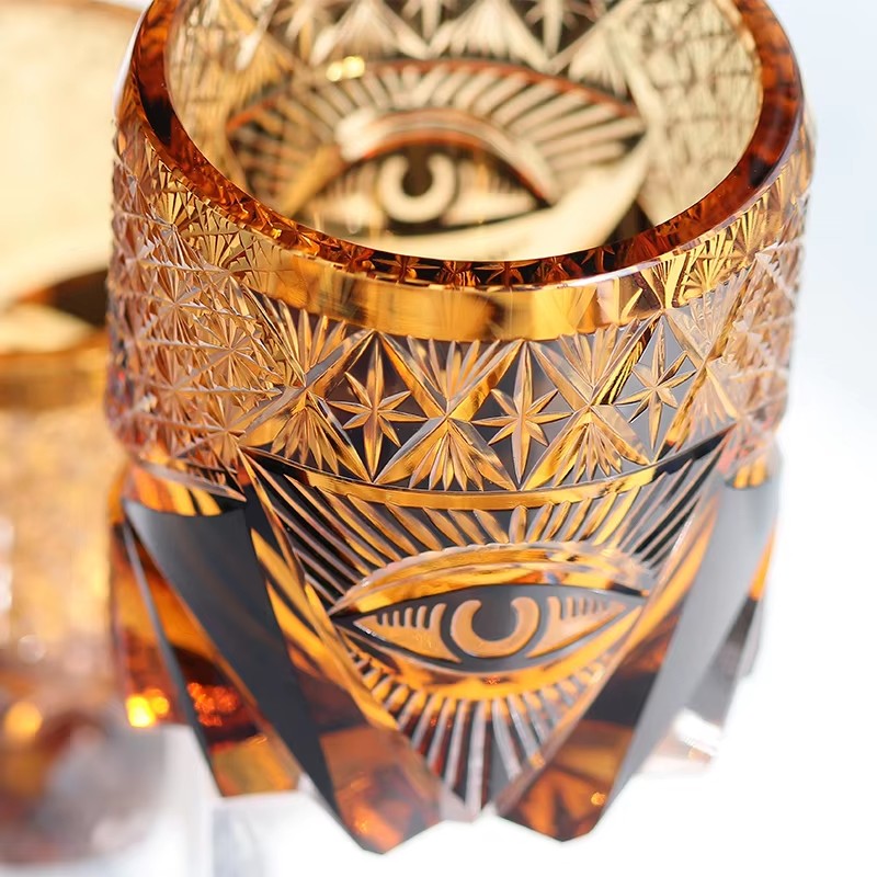 Bicchiere Edo Kiriko – Occhio Divino – Scatola in legno GuerraHome