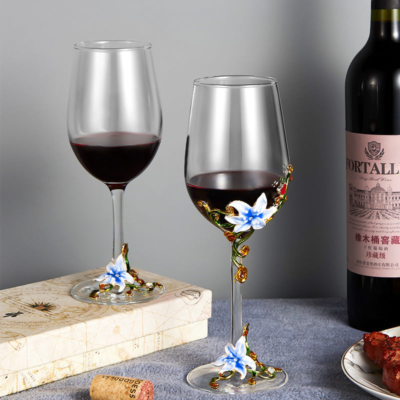 Enamel Goblet Crystal Glass Cup Home Use Set GuerraHome