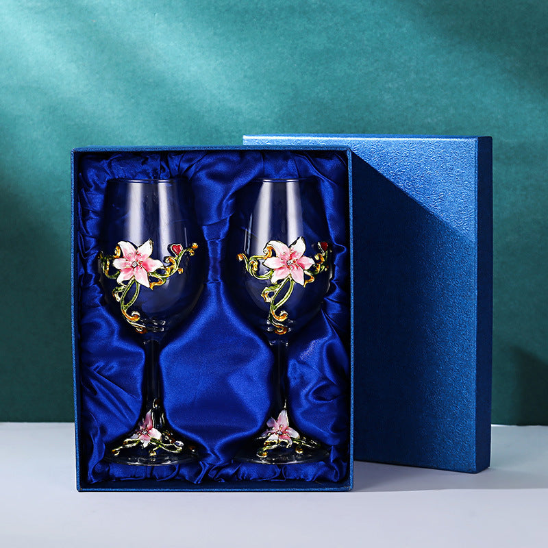 Enamel Goblet Crystal Glass Cup Home Use Set GuerraHome