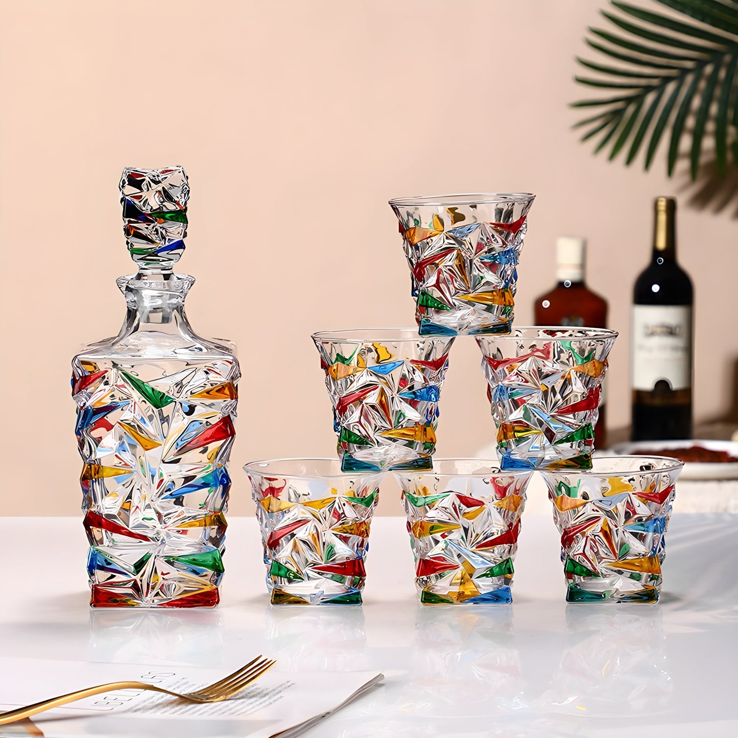 Set Bicchieri e Decanter in Cristallo 'Glaciale' – Collezione Murano | Design Ispirato a Zecchin GuerraHome