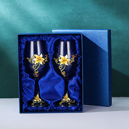 Enamel Goblet Crystal Glass Cup Home Use Set GuerraHome