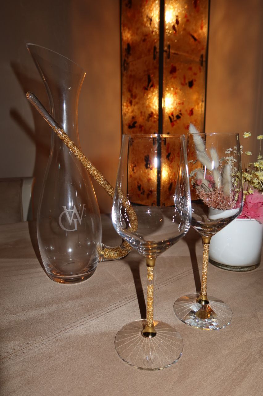 Set Di Calici con Decanter 'Elegant' Oro 24k