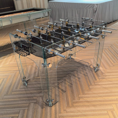 Cristallino – Biliardino di Design in Cristallo con Campo Nero