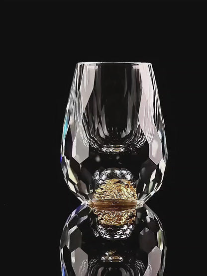 Bicchieri da Shot in Cristallo – Modello 'Diamante' (Versione Oro o Turchese) con Decanter