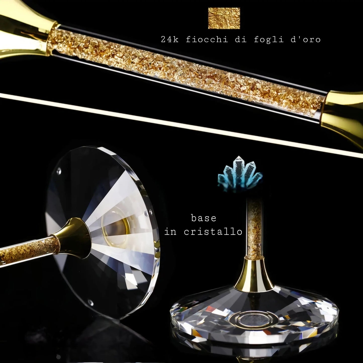 Set Di Calici con Decanter 'Elegant' Oro 24k