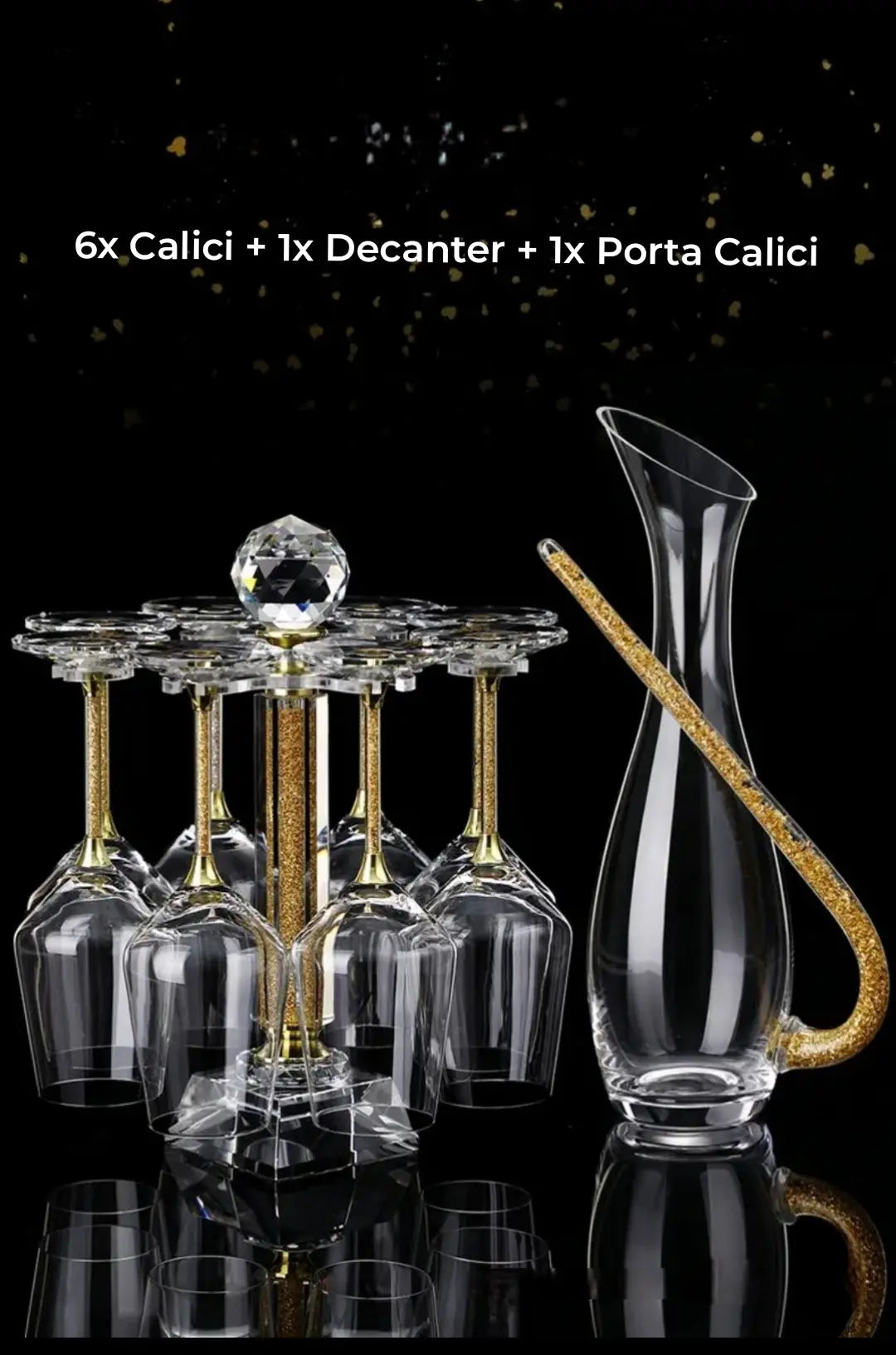 Set Di Calici con Decanter 'Elegant' Oro 24k