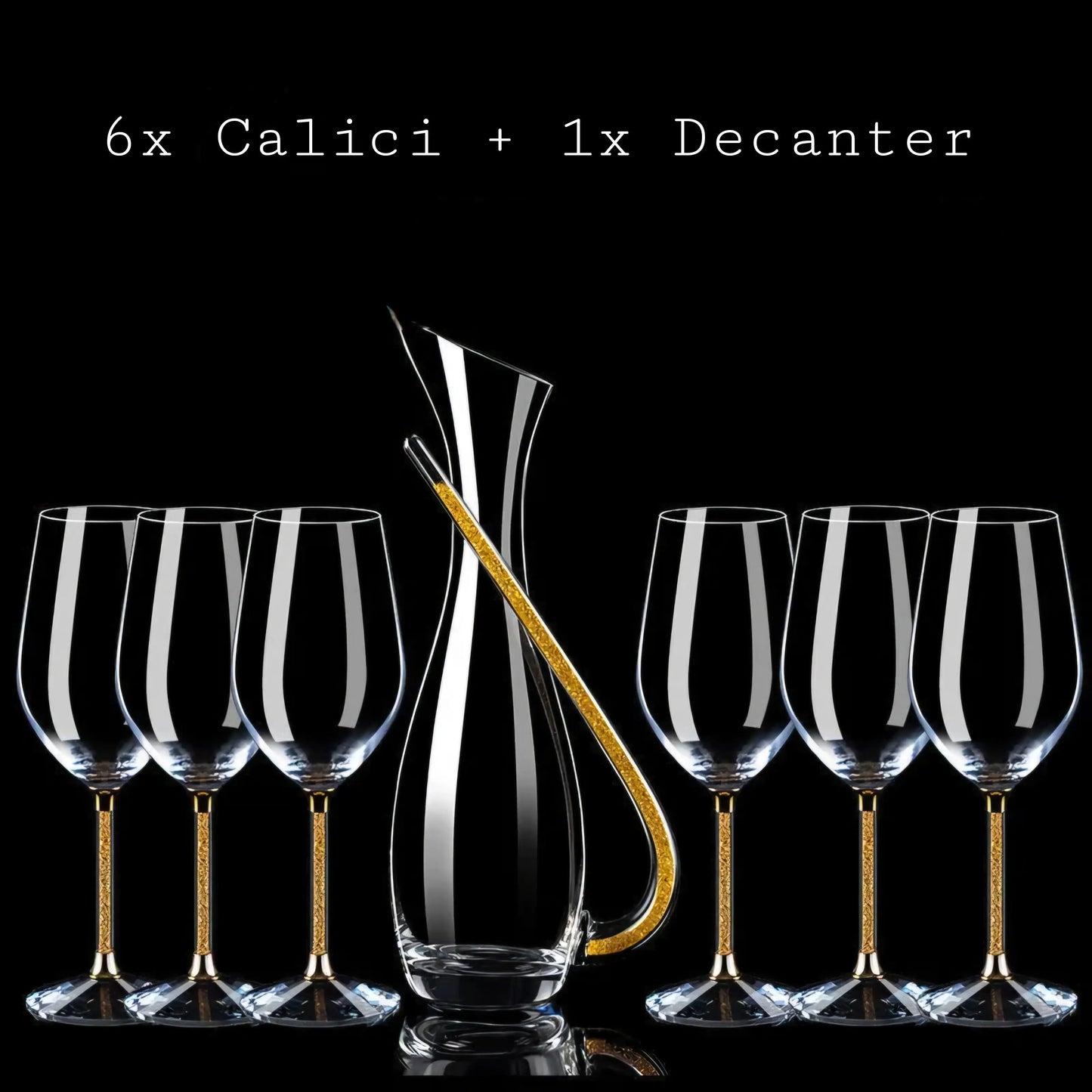 Set Di Calici con Decanter 'Elegant' Oro 24k