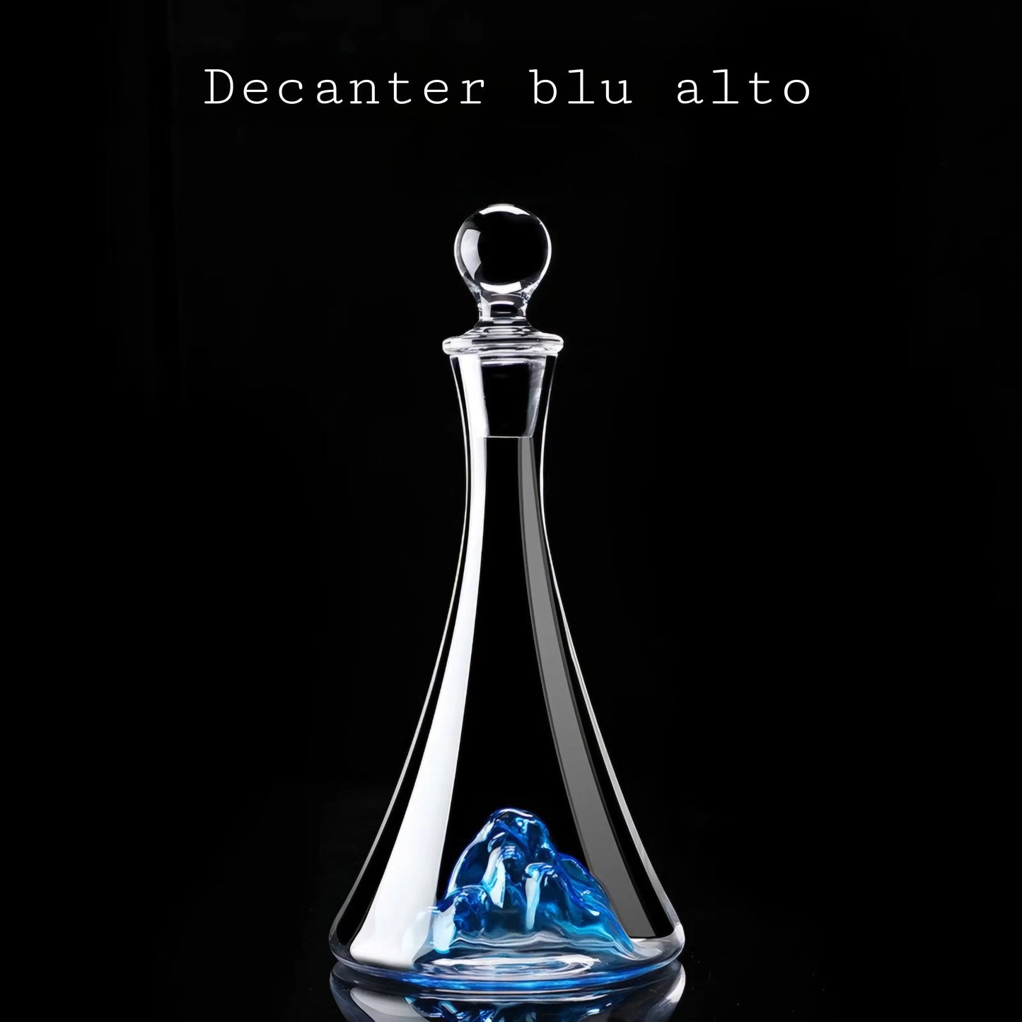 Set of Blue Glasses with Blue "Mountain" Decanter