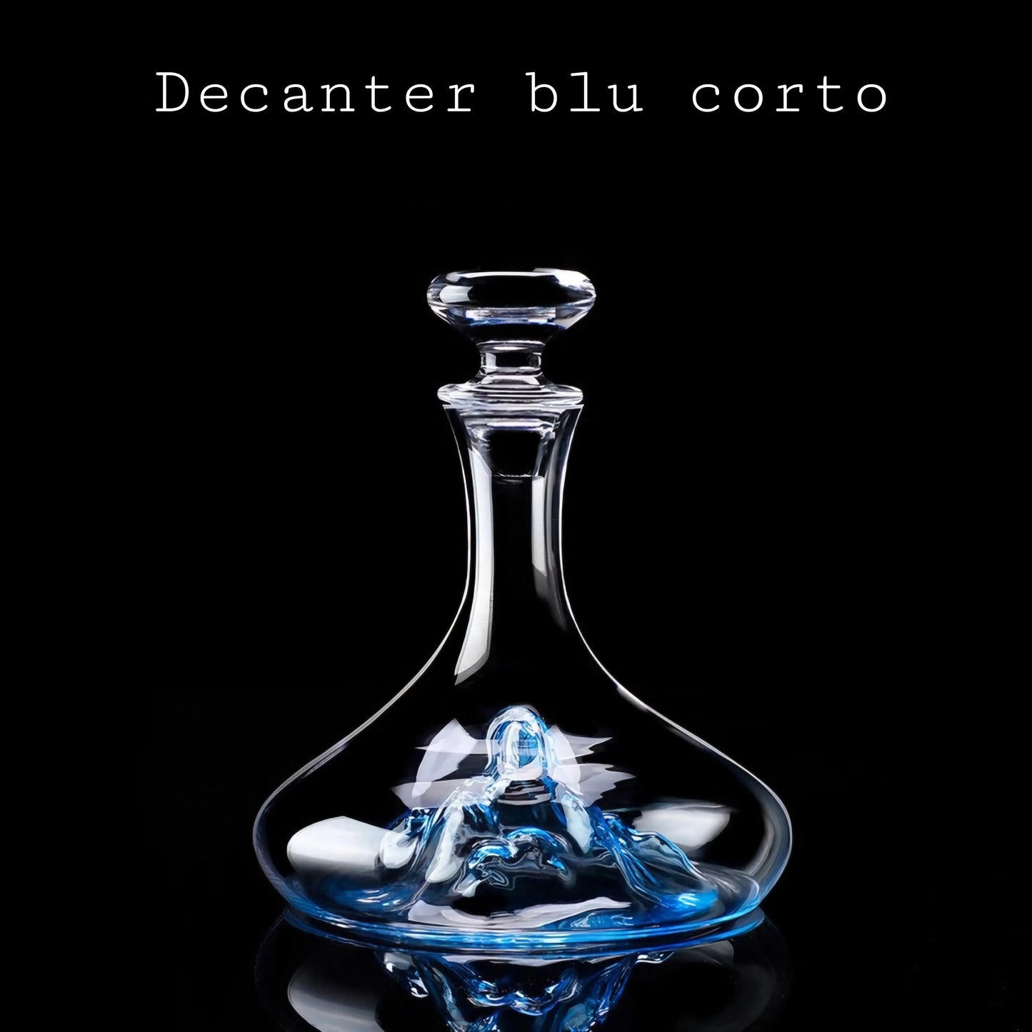 Set of Blue Glasses with Blue "Mountain" Decanter